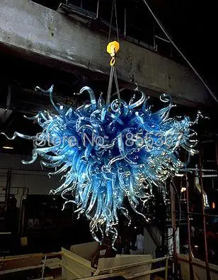 

Free Shipping Elegant Ceiling Lamp Blue Colored Glass Chandelier