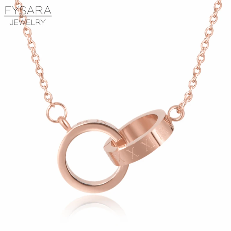 Классическое Брендовое ожерелье FYSARA с двумя кольцами Love римскими цифрами