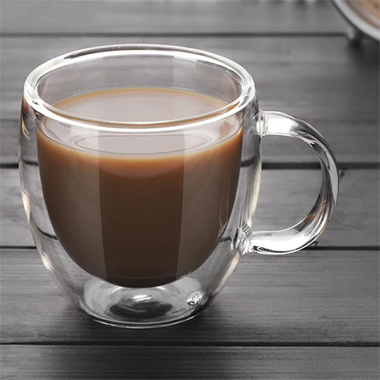 C250ml Двойные кофейные кружки с ручкой, чашки для напитков, теплоизоляция, двойные стенки, стеклянная чайная чашка, креативный подарок, посуда для напитков, молоко - Цвет: C250ml