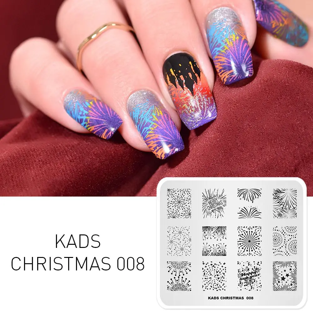 

KADS New Arrival Christmas 008 Stripe Snow Pattern Fantastic Image Nail Decoration Stamp Stencil Nails Polish Stamp Tools