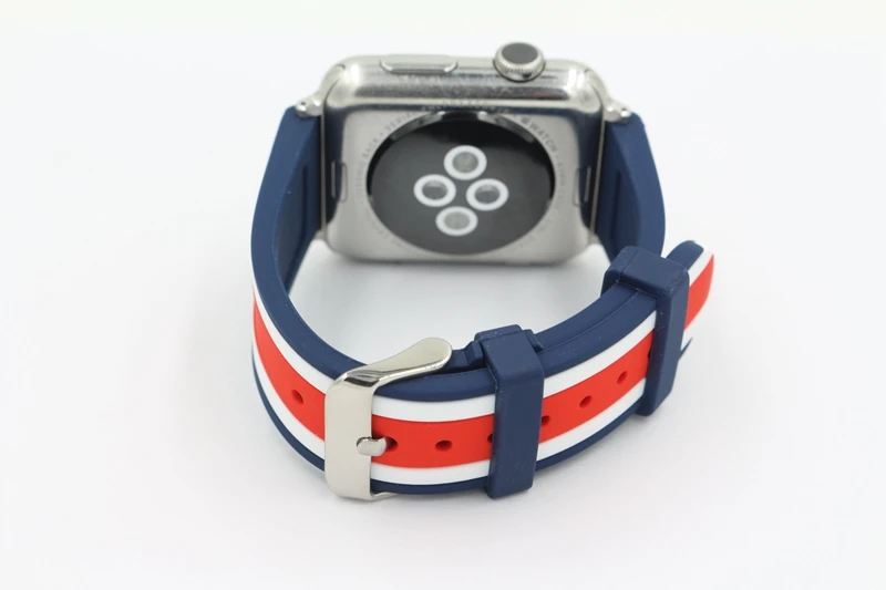 Спортивный ремешок для apple watch series 4 3 2 1 iWatch mix stripe NATO Цвета Мягкий силикон Замена с