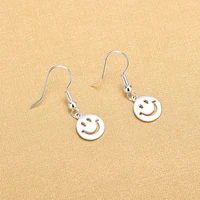 fashion silver color round smile face drop earrings for women birthday gifts jewelry