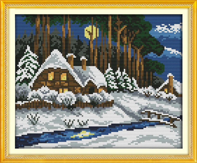 

Winter Forest Scenery Counted Cross-Stitching 11CT Printed Handmade Cross Stitch Set Cross-stitch Kits Embroidery Needlework