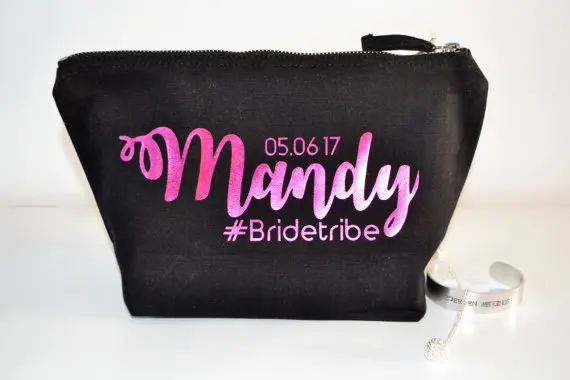 

Personalized title wedding Bride maid of honor Bridesmaid make Up makeup comestic kits bags pouches clutches gifts party favors