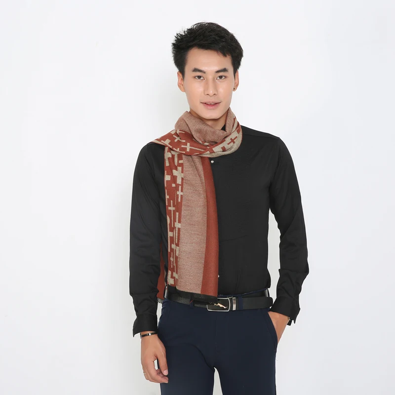 Новый Корейский осень и зима теплая мужская плед кашемир шарфы Европейский