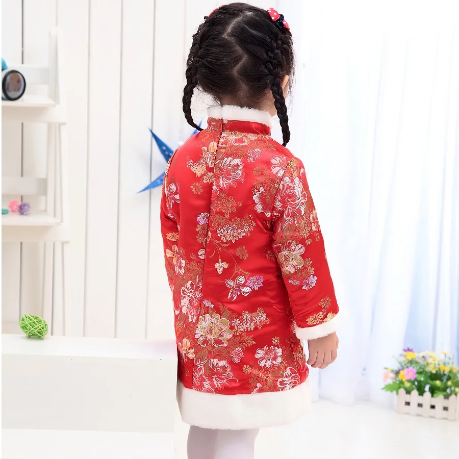 Winter Chidren Girl Quilted Jackets China Traditional Qipao Tang Dress New Year Costume |
