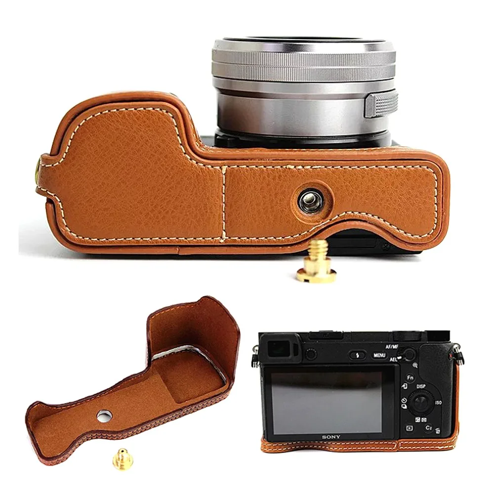 Половина тела из искусственной кожи чехол для камеры Сумка sony A6400 A6300 ILCE 6400 крышка