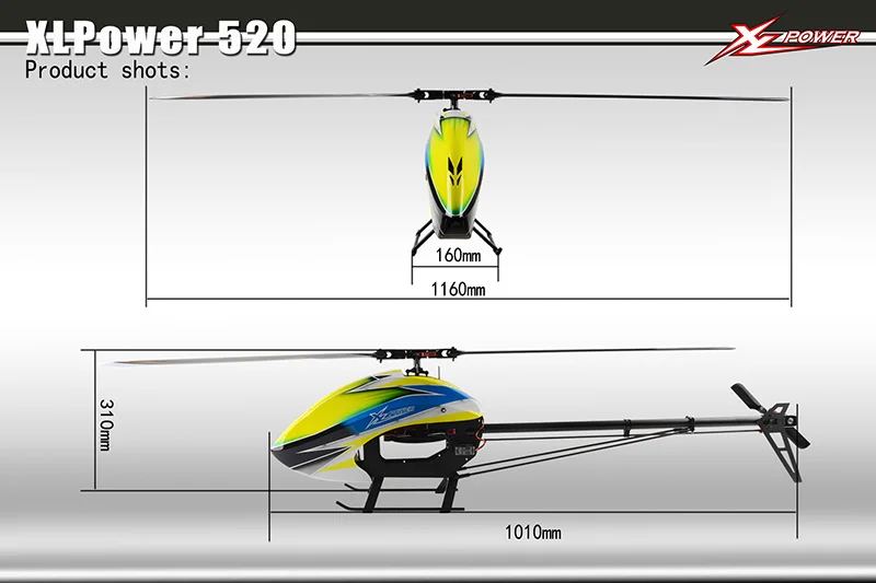 XLPower 520 RC Вертолет Комплект 6CH RC вертолет с безлетным Systerm