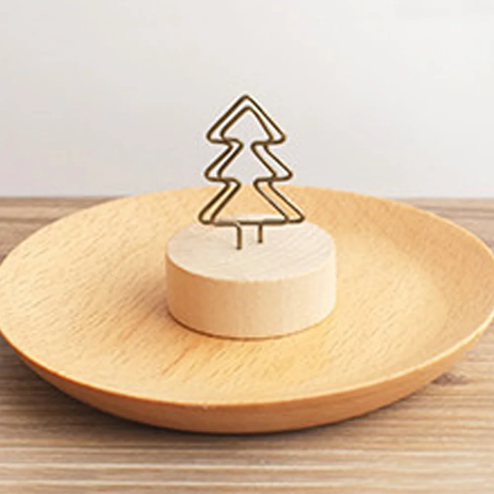 Christmas tree 2 шт. деревянные зажимы для заметок, металлические зажимы для фотографий со звездой, кошкой, рождественской елкой, птицей, подставкой, держателем для карт, для заметок, для сообщений, для офиса, стола, Органайзер - Цвет: Christmas tree