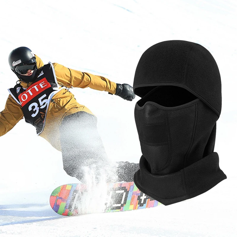 Теплая Флисовая велосипедная маска для лица зимняя термальная шапка рыбалки