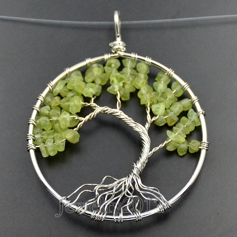 10 шт./лот натуральный оливин драгоценный камень камни Рейки Чакра чипы бусы Древо