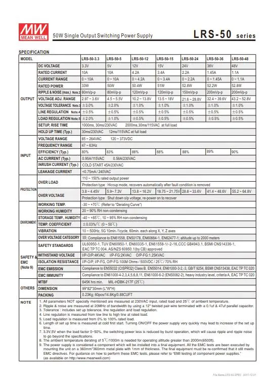 MEAN WELL LRS-50-3,3 В 5 в 12 В 15 в 24 в 36 в 48 в meanwell LRS-50 3,3 5 12 15 24 36 48 в 50 Вт одиночный выход импульсный источник питания