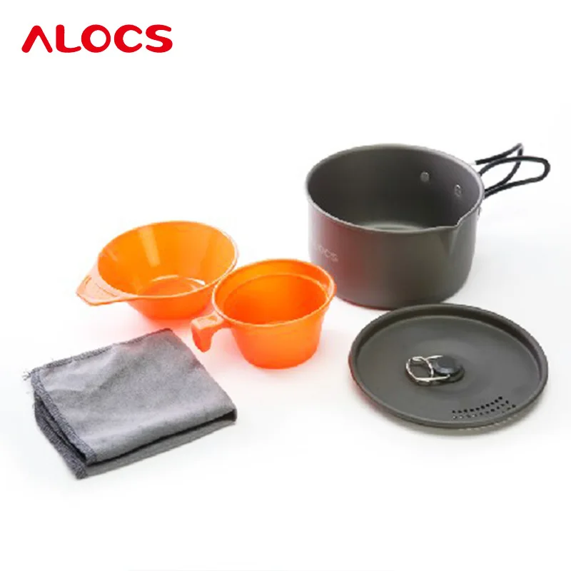 ALOCS CW-S03/C29 Сверхлегкий походный набор кухонной посуды для кемпинга инструменты для приготовления пищи набор для пикника кастрюля посуда для 1-2 человек - Цвет: S03