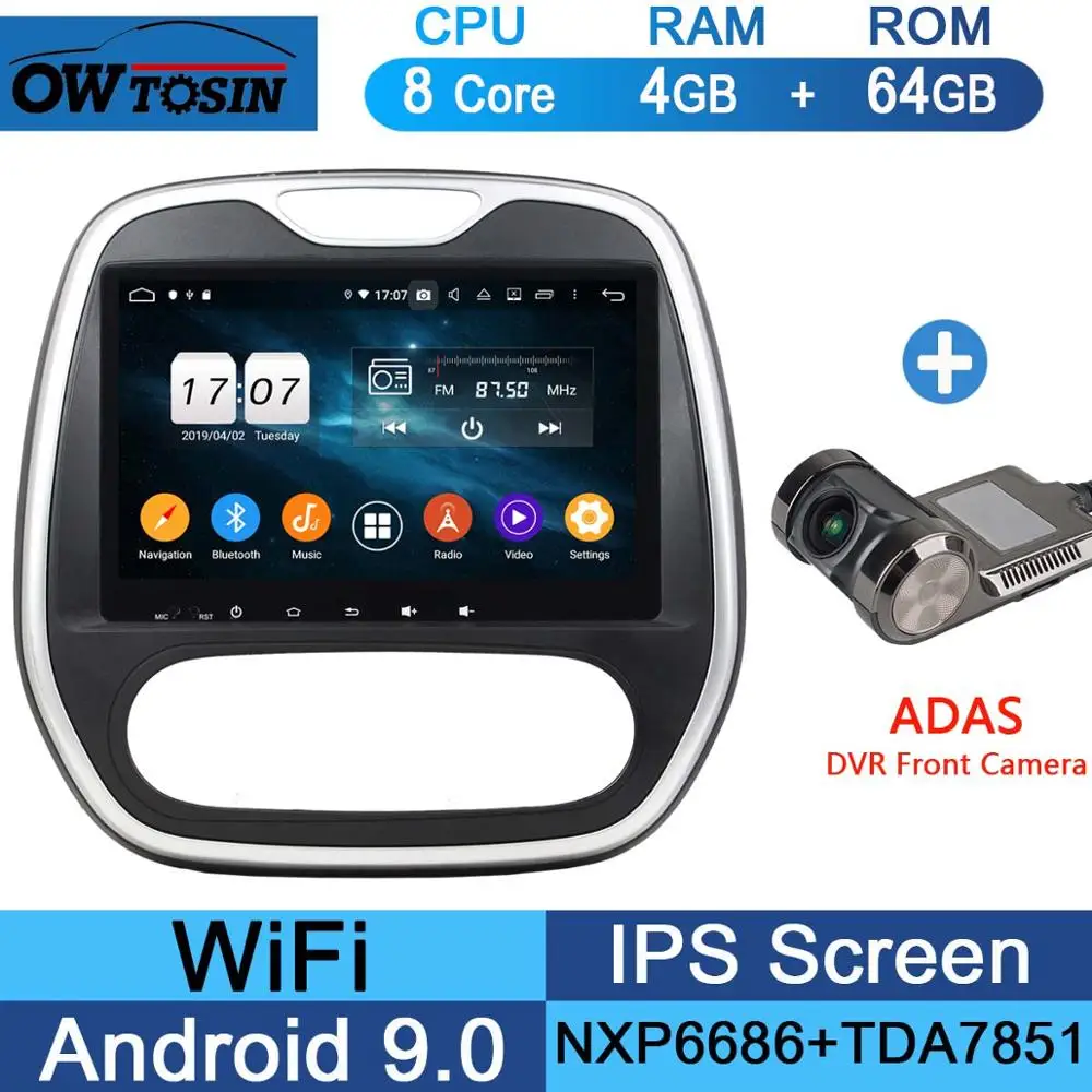 64G Adas Camera Ips " Android 9,0 8 ядерный 4G+ 64G Автомобильный мультимедийный плеер для Renault Capture captur 2011- MT gps Радио Стерео CarPlay Parrot BT - Цвет: 64G Adas Camera
