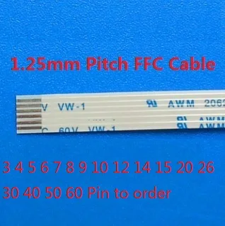 Гибкий плоский кабель FFC 4 5 6 7 9 10 12 14 15 16 20 24 26 30 40 50 60 контактов 1 25 мм контакты с
