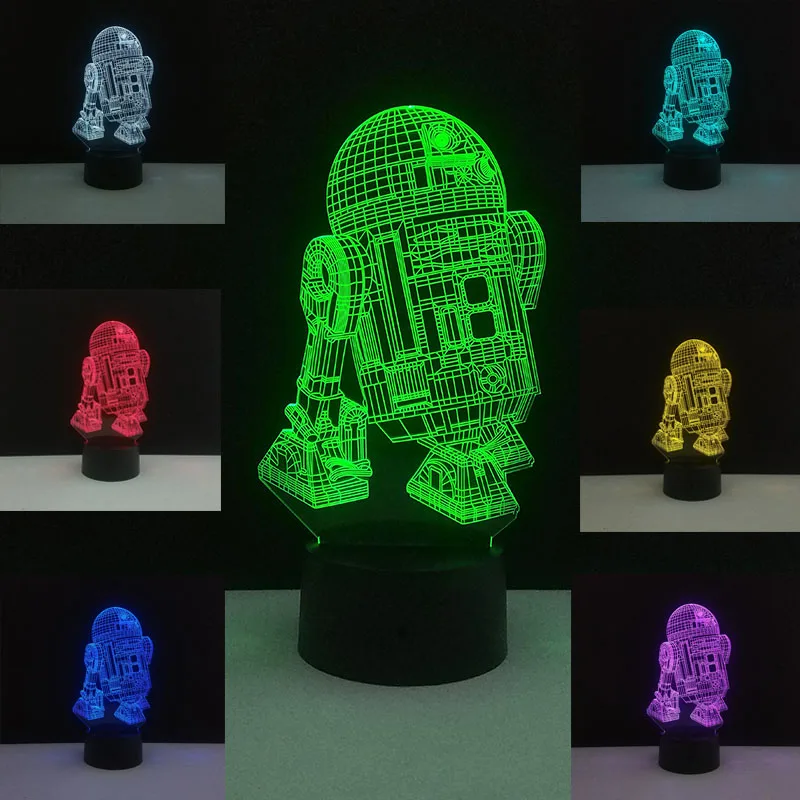 Звездные войны лампа Звезда смерти 3D ночные светильники BB-8 R2D2 Мастер Йода USB красочные светодиодные настольные лампы для спальни домашний декор подарки