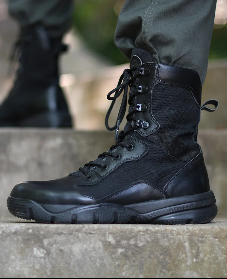 Summer combat men's waterproof ultra-light special forces 16 military side zipper 17 land combat shock-absorbing tactical boots