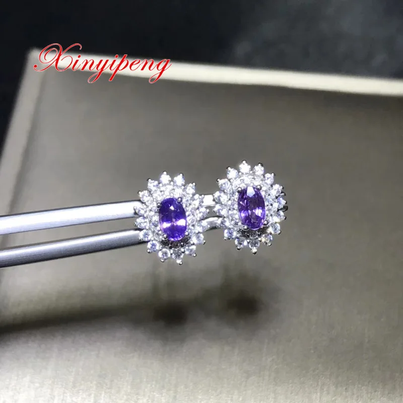 Женские серьги-гвоздики из серебра 925 пробы с сапфировым стеклом | Украшения и