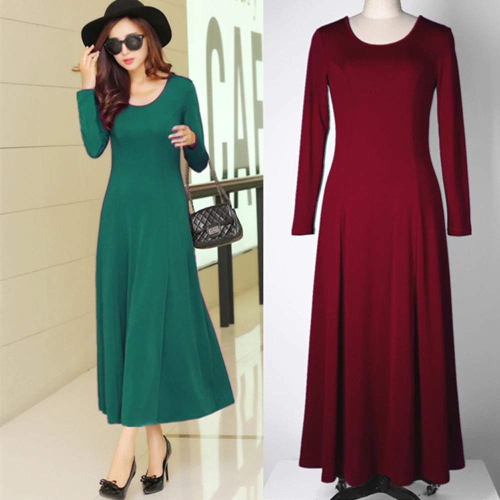 Женское сексуальное длинное платье трапециевидной формы с круглым вырезом и