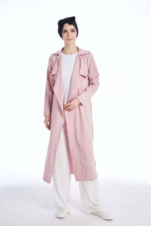 PINK Модные мусульманские пальто Верхняя одежда открытый абайя Кардиган Куртка кимоно длинный халат платья Jubah Ближний Восток Рамадан Арабская Исламская одежда - Цвет: PINK