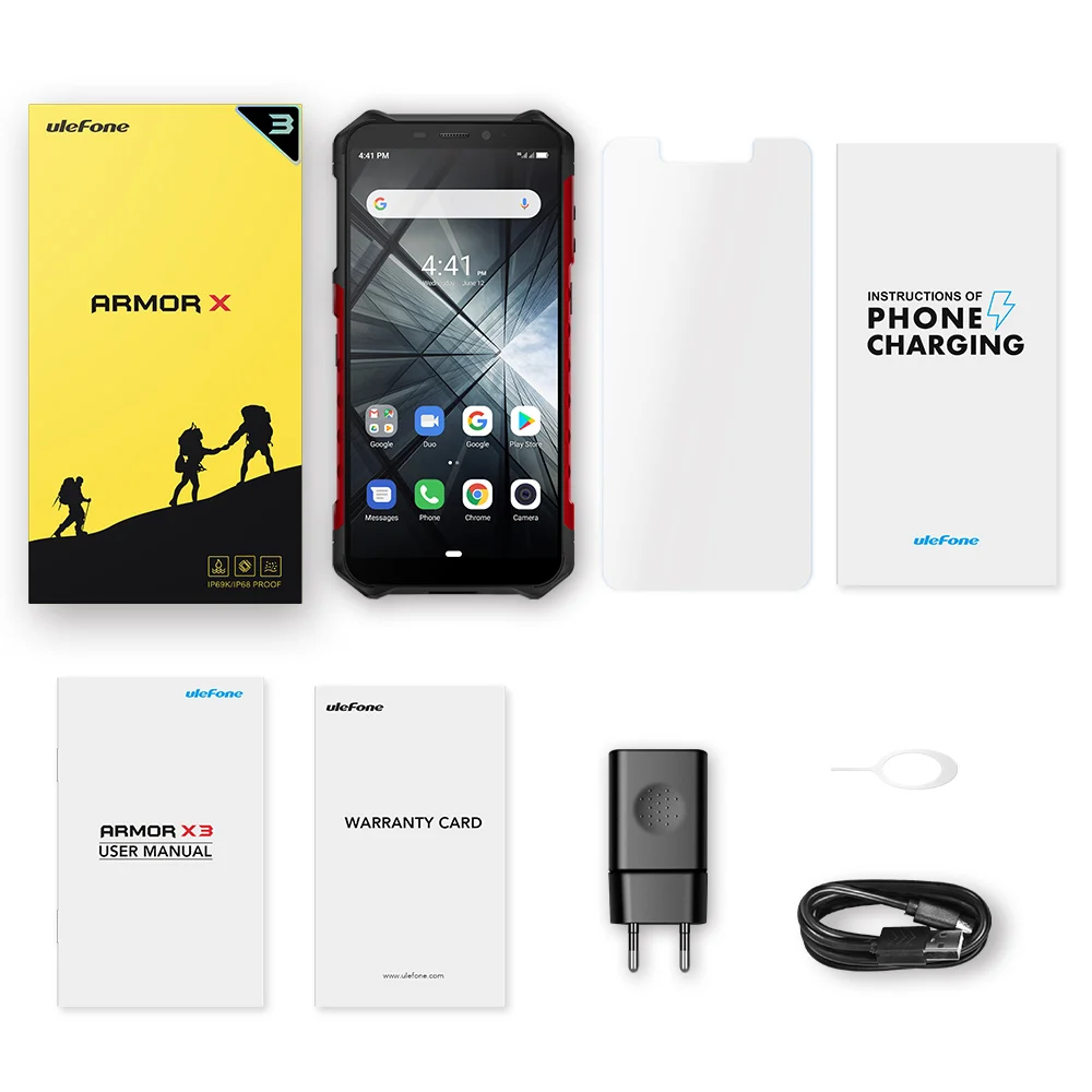 Ulefone Armor X3 прочные телефоны Android 9,0 IP68/IP69K водонепроницаемый 2 ГБ 32 ГБ MT6580 5,5 дюйма HD+ 8MP 5000 мАч Лицо ID 3g смартфон