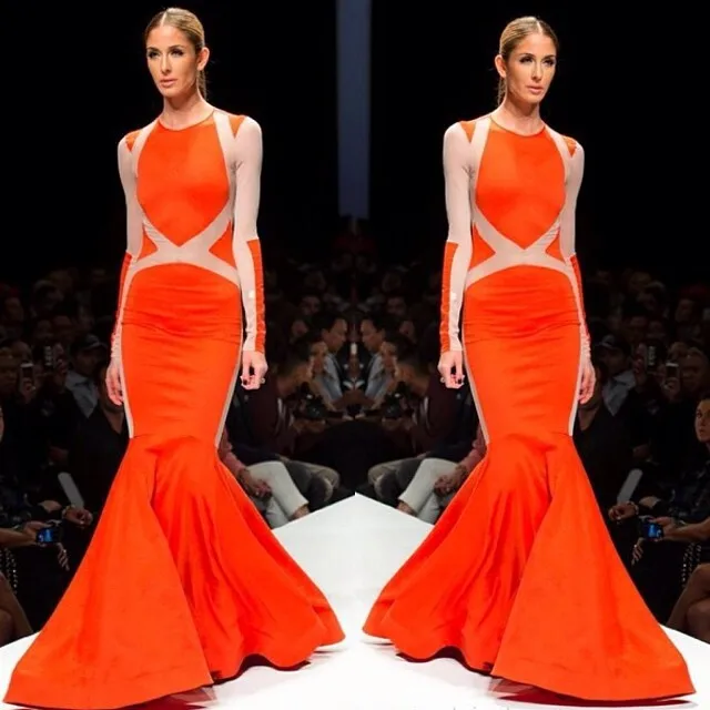 Is classic two sexy fashions exploding a black orange red to explode one-piece dress KF in night club | Женская одежда