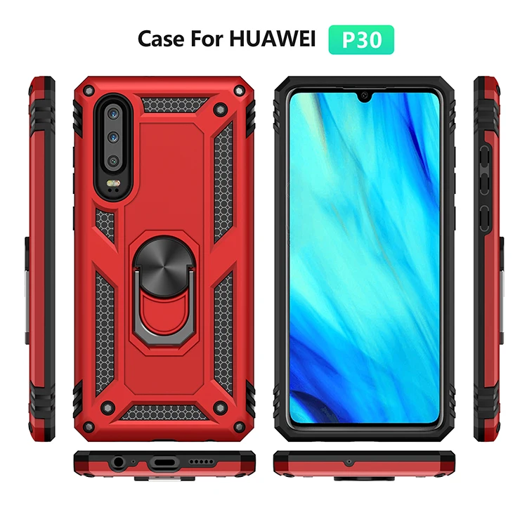 PFor Huawei P30 Pro case Holder Stand Armor Hybrid Magnetic Bracket Ring Cover For P20 Lite Y6 Y7 Y5 Y9 PSmart 2019 Case | Мобильные