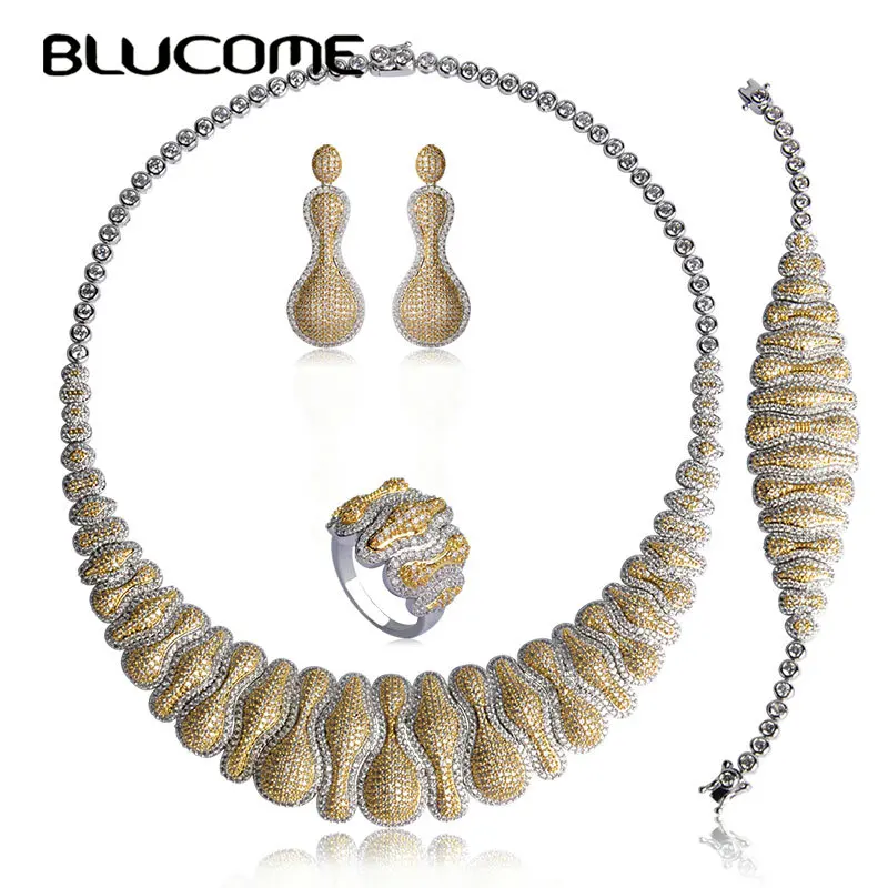 Женский комплект из колье серёг и кольца с цирконом|Ювелирные наборы| |