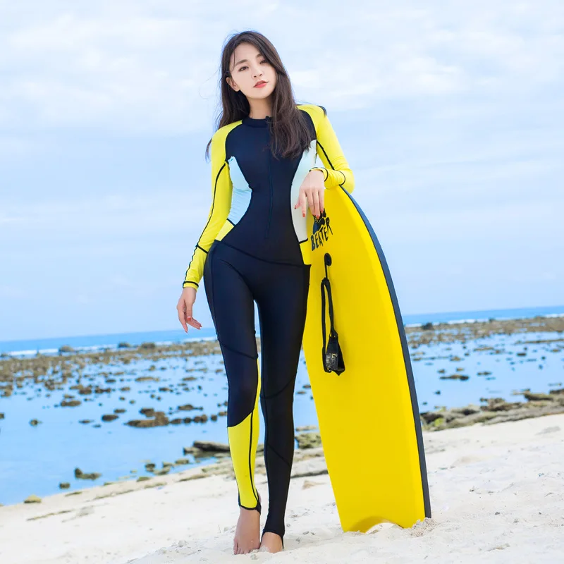 

Hisea Lycra Women Diving Suits Full Body Rash Guards Lycra Elastic Fabric Surfing Suit long sleeved beach diving clothes Wetsuit