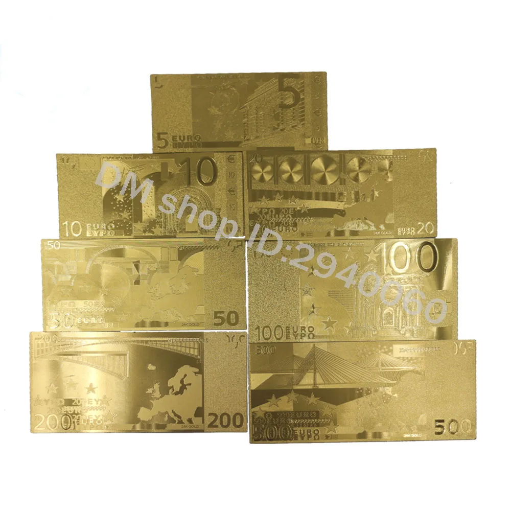 

Holiday Souvenir Gifts Euro Set Business Collectible Art Crafts 999.9 Gold Foil Paper Money Ornament World Currency Note Bills