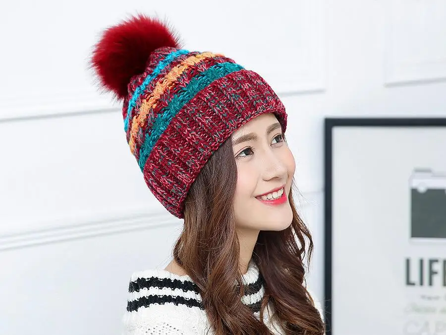 Beanies Женская Зимняя кепка толще плюс бархатная вязаная шапка высокого качества шапка женская шляпка теплая хижина Gorrs cap uchons