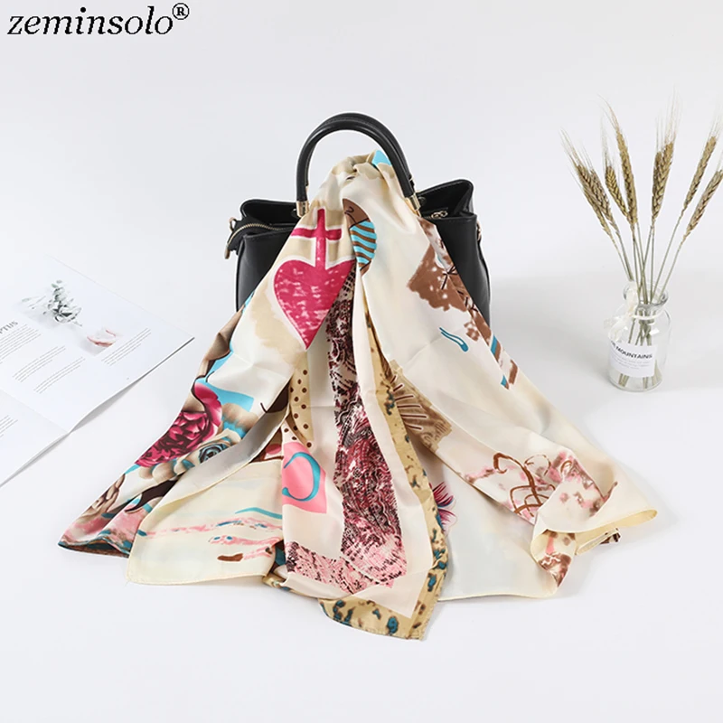 130*130cm Luxury Brand Silk Scarf Women Heart Print Square Scarves Bandana Shawls Large Foulard Femme Twill Wrap |