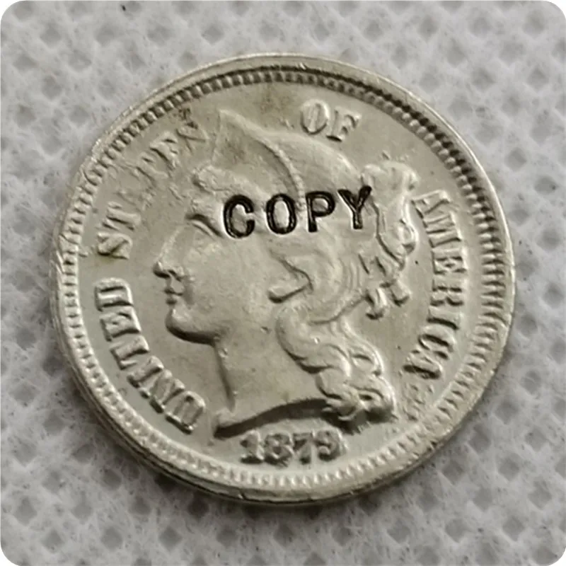 1879 США 1877-1889 три цента никеля копии монет - Цвет: 1879