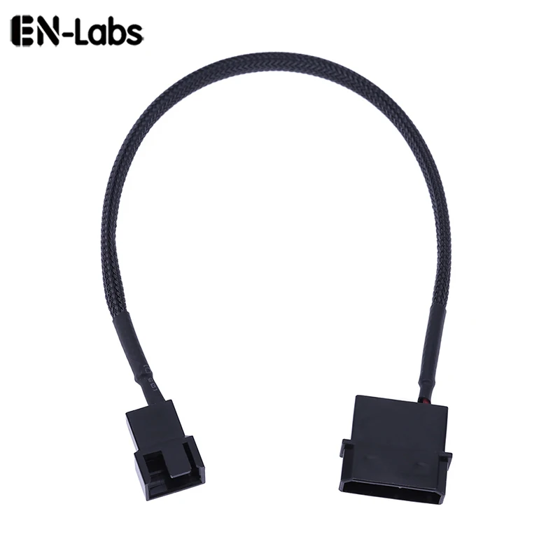 En-Labs IDE Molex 4pin Connector to 3Pin/4 Pin Cooler Cooling Molex fan Adapter Splitter Power Sleeved Cable (12V only)-25CM