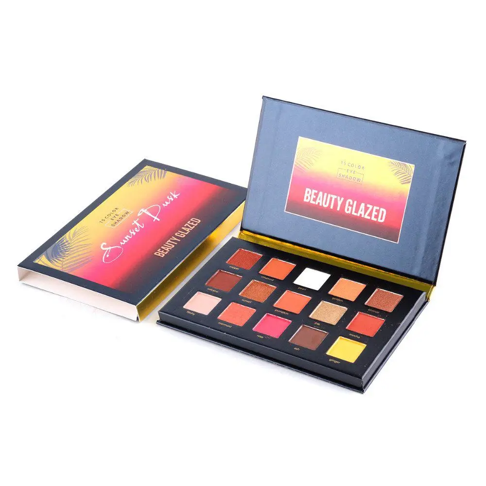 BEAUTY GLAZED Sunset Eye Shadow Palettes 15 Colors Matte Glitter Makeup Nude Shimmer Eyeshadow Set Palette paleta de sombra |