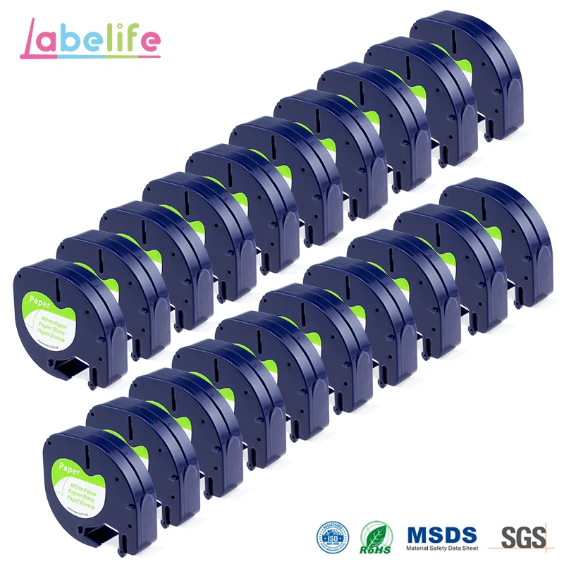 Labelife 20 Pack Compatible Dymo Letratag Label Tape 91200 DYMO 91330 91220 59521 Black on White for Printer | Компьютеры и офис
