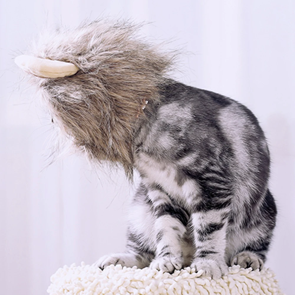 Забавный костюм кошки для домашних животных Косплей льва грива парик шляпа