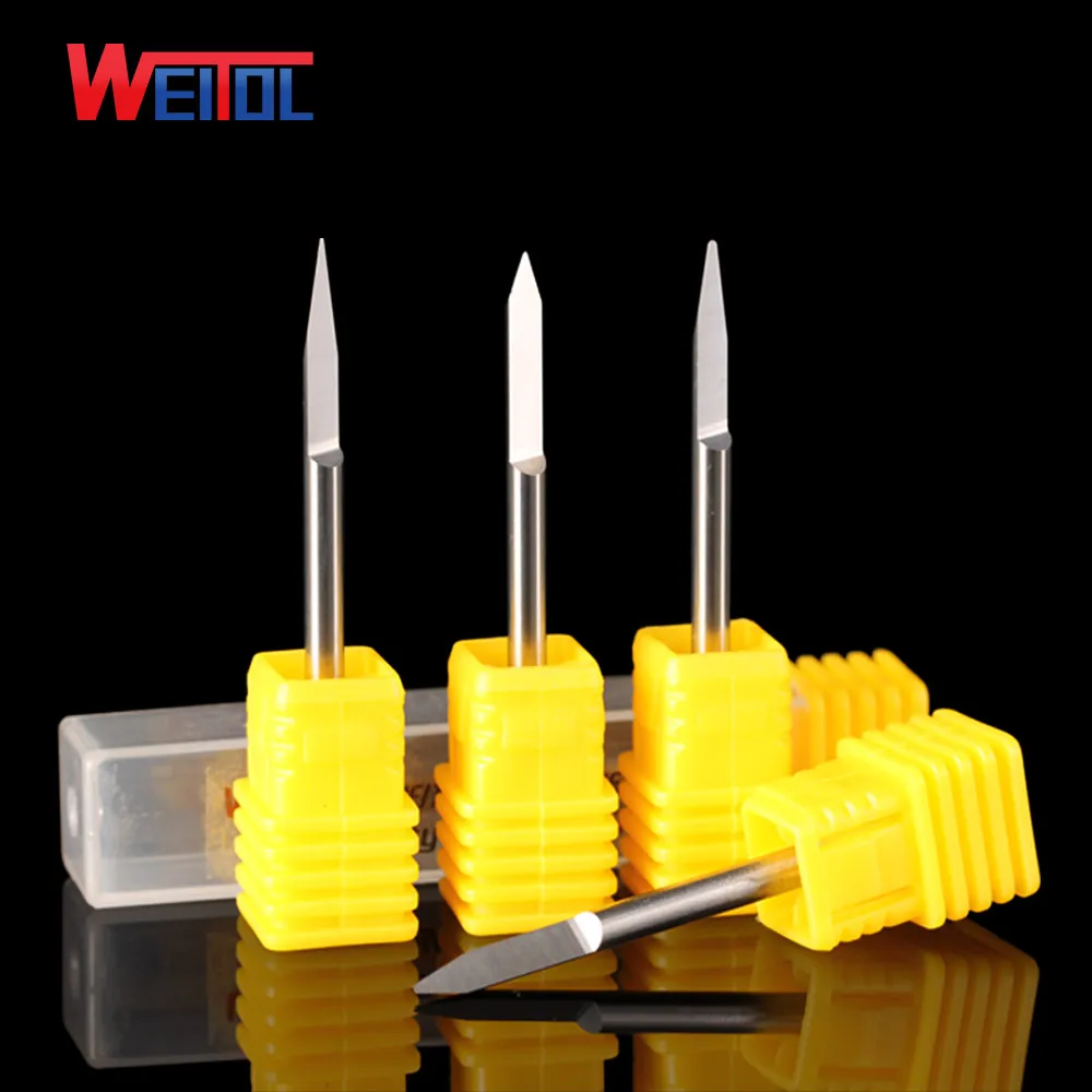 

Weitol 1 pcs/Lot 3A 3.175mm V Shape round Bottom Carbide PCB Engraving Bits CNC Router Tool 10 degree 0.1mm