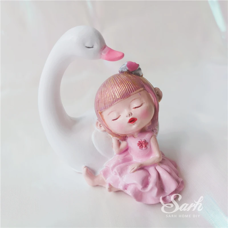 Ins Swan Girl Decorations Diamond Crown Cake Toppers Happy Birthday Children's Day for Party Decoration Lovely Gift | Дом и сад