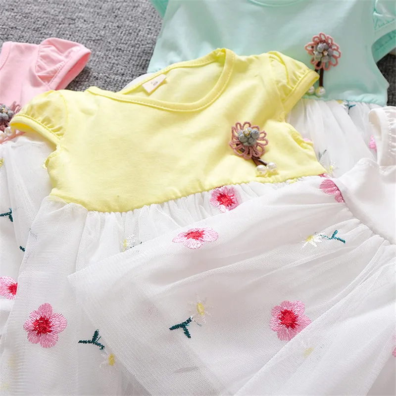 Детское летнее хлопковое платье для девочек BibiCola праздничное малышей одежда