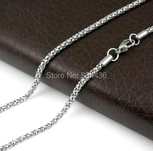 Free shipping 316L 3.2mm 60 70cm Women Girls Mens Boys Necklace silver Color Tone Popcorn stainless steel Chain Jewelry | Украшения и