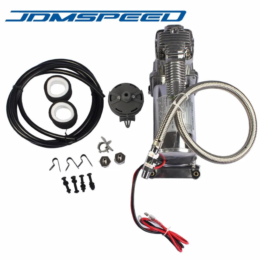 JDMSPEED Нью-дисплей 150 фунтов на квадратный дюйм воздушный компрессор 1/" шланг комплект 12V для поездок на поезде, рога мешок подвеска