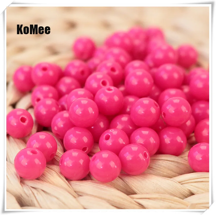 Новые модные акриловые массивные бусины 500 шт./лот 8 мм ярко розового цвета