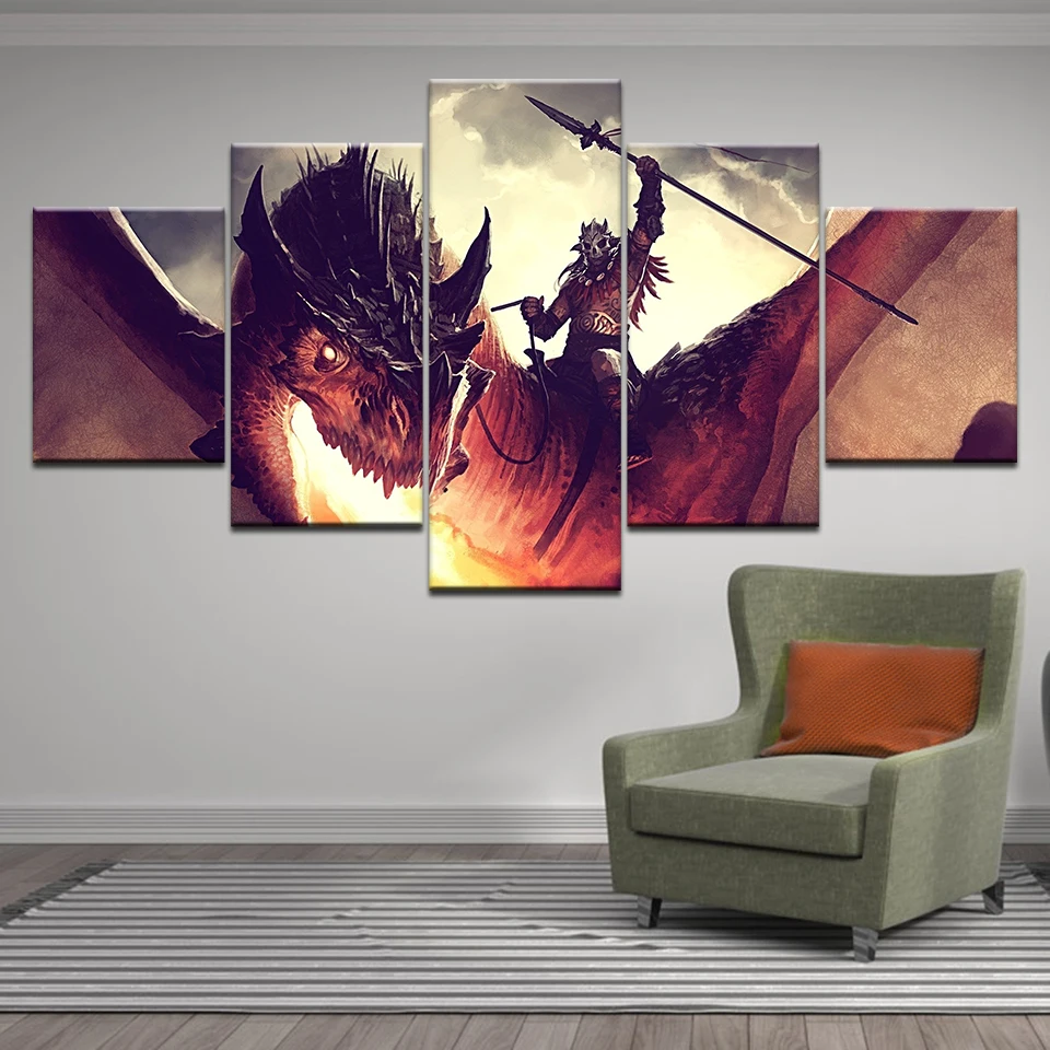 

Abstract Dragon Knight Poster HD Print Canvas Paintings Fantasy Scene Knight Fighting Dragon Wall Art Bedroom Home Decor Picture
