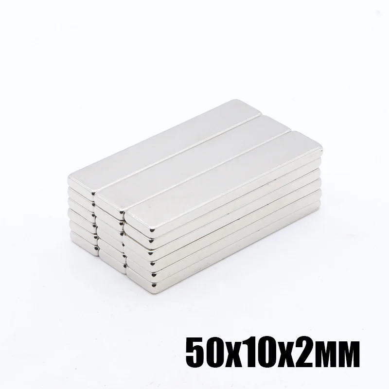 20 шт 50x10x2 мм блок магнит 50*10*2 мм N35 Сильный квадратный NdFeB редкоземельные магниты неодимовые магниты 50 мм x 10 мм x 2 мм