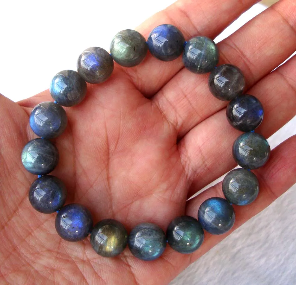 Браслет из натурального Лабрадорита круглые бусины 11 5 мм для женщин и мужчин