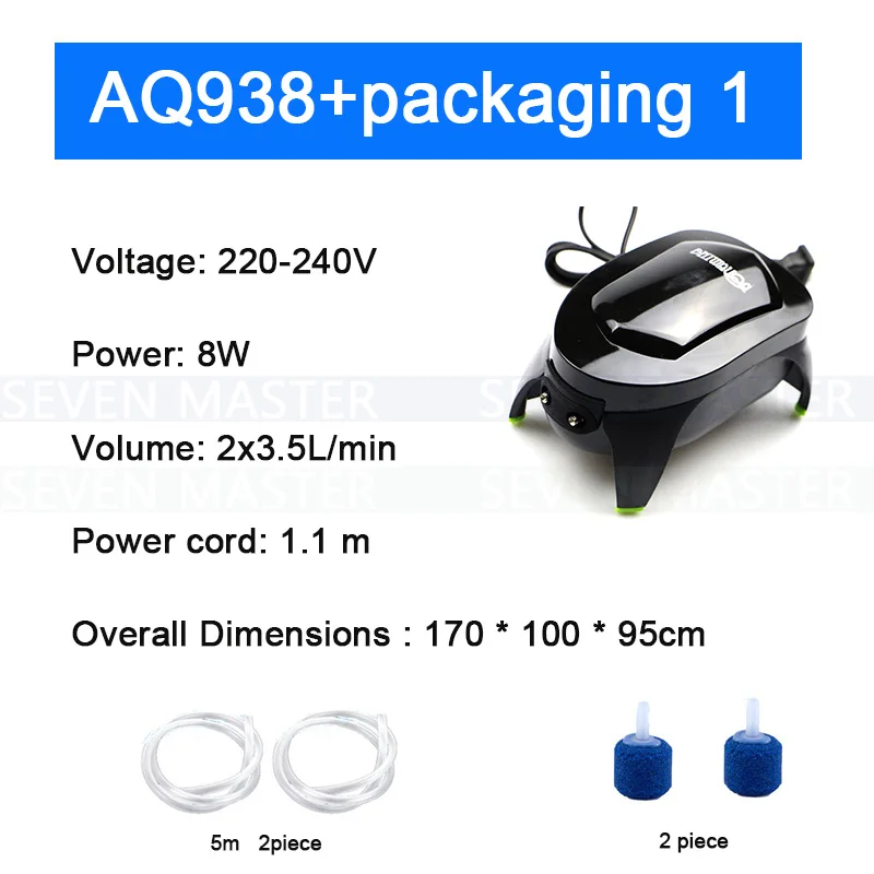 AQ938 x packaging1 Новейший супер низкий уровень шума воздушный насос для аквариума, модель AQ-918/928/938/948, регулируемый тихий воздушный контроль, аксессуары для аквариумных рыб - Color: AQ938 x packaging1
