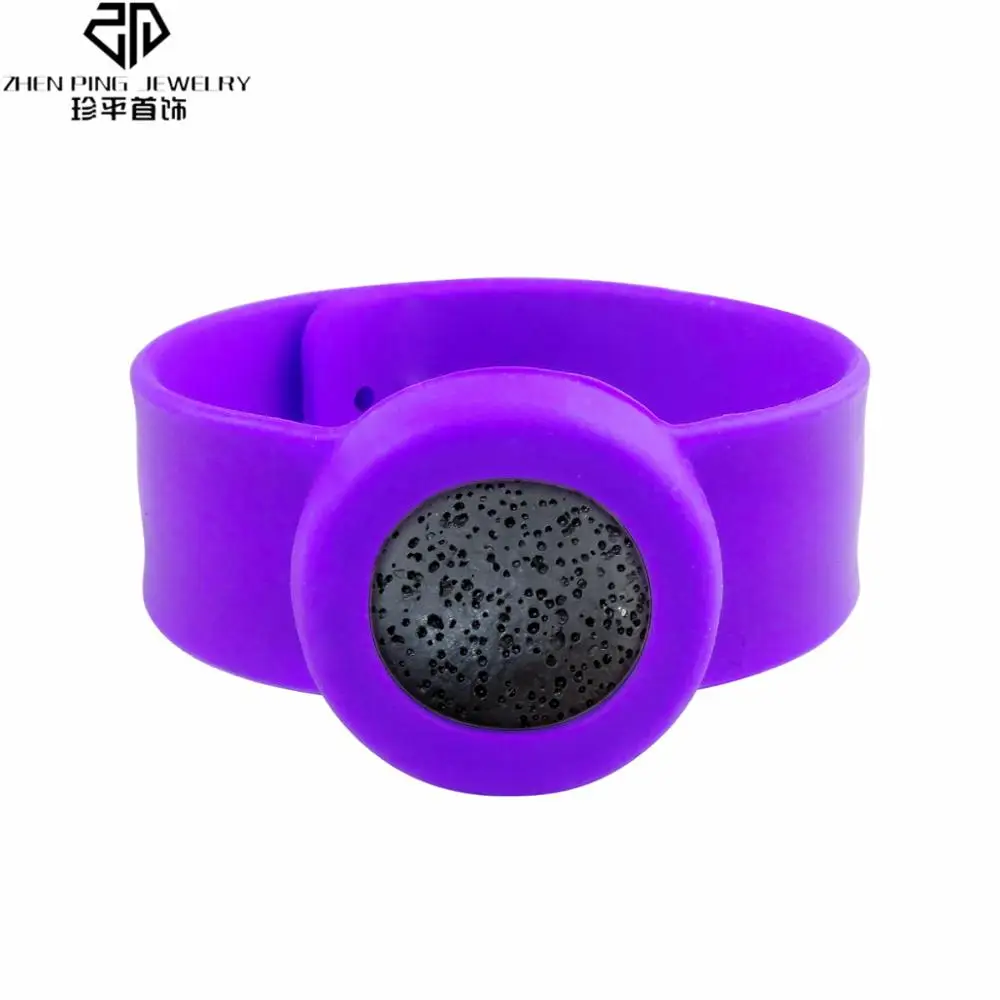 Purple Красочный силиконовый браслет натуральный камень лавы эфирное масло диффузор браслет от комаров - Окраска металла: Purple