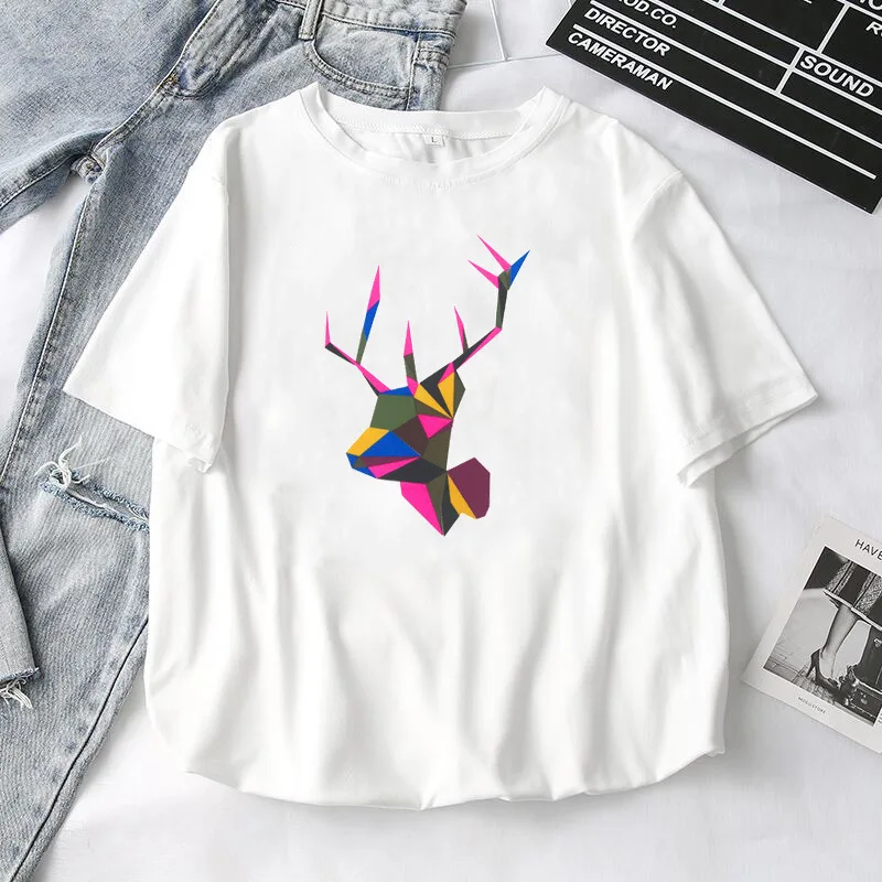 349 White T-Shirt Женские футболки, лето, новые милые топы с принтом животных для девочек, женская футболка, белая футболка с коротким рукавом для девушек, повседневный Топ - Цвет: 349 White T-Shirt