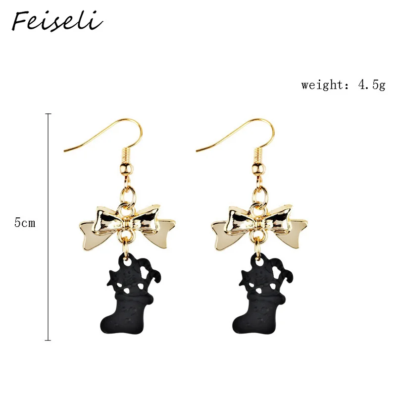 Feiseli/разноцветные рождественские сапоги с бантом висячие серьги для женщин Милые